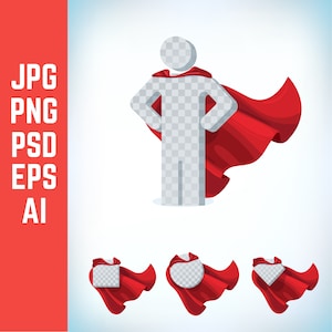 Capa vermelha de super-herói com tutorial ilustração digital arquivo de origem popular svg versão 08
