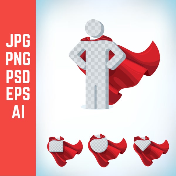 Super hero red cape with tutorial digital illustration source file svg version 08