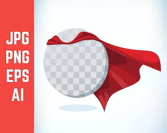 Cape rouge de super-héros populaire svg png vecteur de cape avec illustration numérique tutoriel
