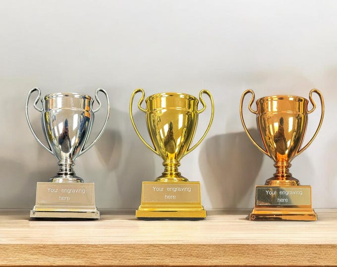 Personalised Gold Silver Bronze Trophy, Free Engraving