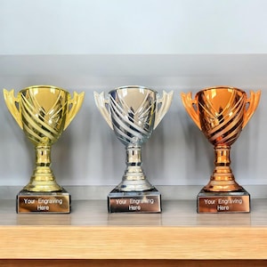 Small Gold, Silver and Bronze Trophy with Marble Base, Free Engraving, 14cm, Office Trophy, Kids Trophy, A Trophy For All Occasions