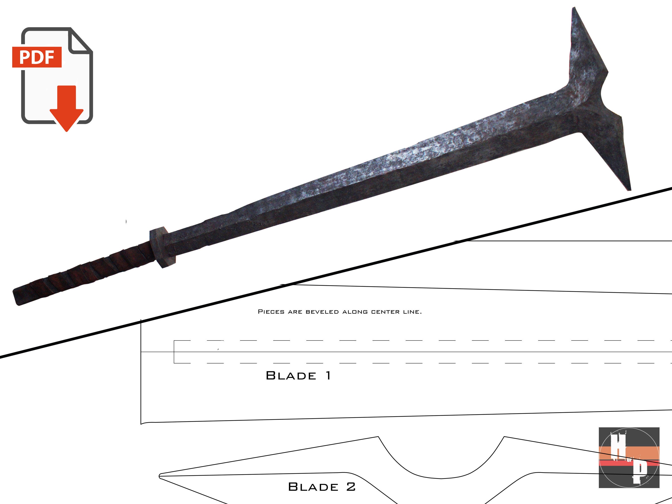 5' Long Uruk Hai Berserker EVA Foam Sword Template Pattern Pdf Lord of