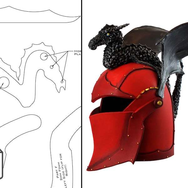 Daemon Blackfyre Helmet EVA Foam Template Pattern PDF | Cosplay Game of Thrones Hedge Knight A Knight of the Seven Kingdoms Targaryen Armor