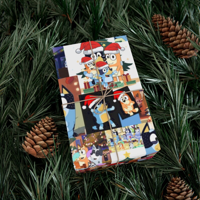 Bluey Christmas Gift Wrapping Paper, Bluey & Bingo, Xmas Wrapping Paper