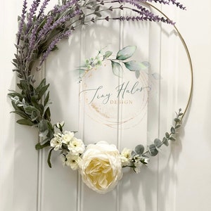 Hoop Wreath, Lavender Wreath, Door Decor Wreath, Home decor Wreath, Peony Wreath