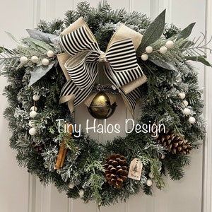 Farmhouse Christmas Wreath, Christmas Wreath, Neutral Christmas Wreath, Holiday Wreath