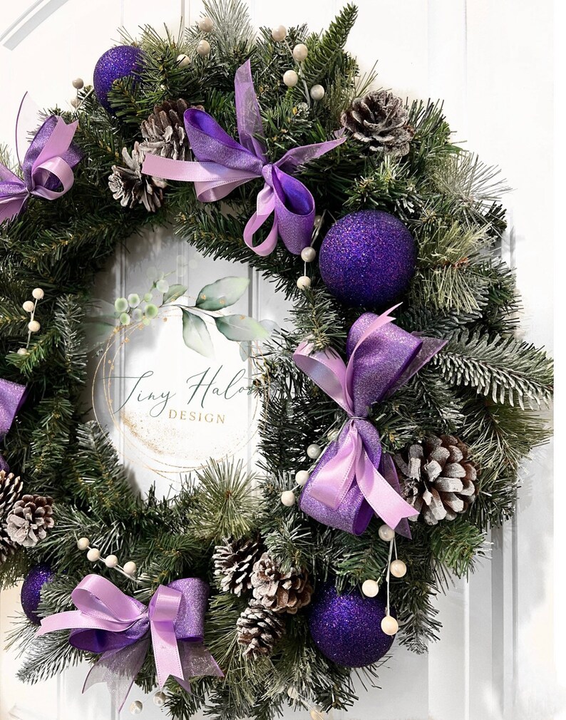 Elegant Purple Christmas Wreath: Festive Decor with Timeless Charm