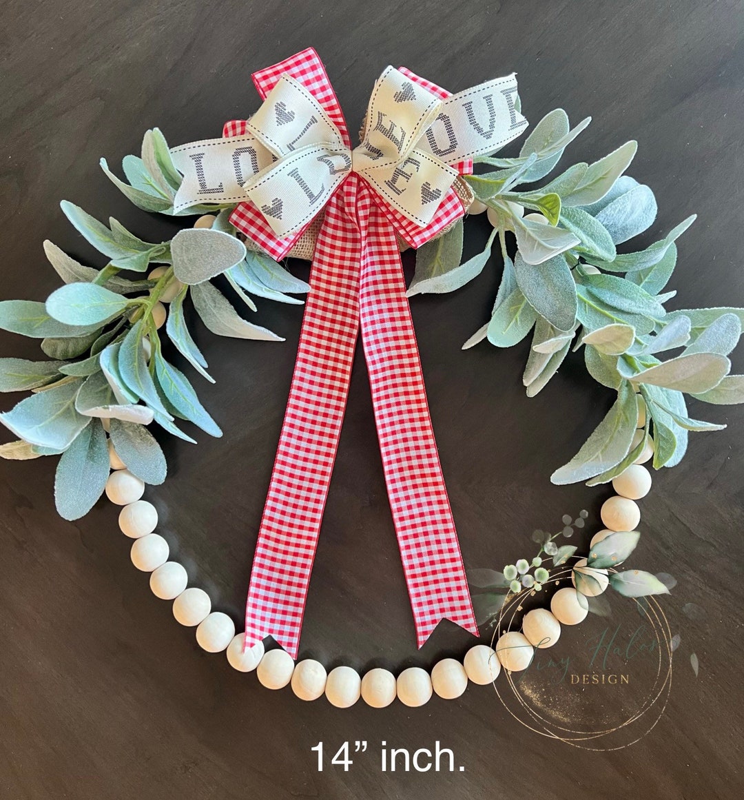 Wood Hoop Wreath, Lambs Ear Wreath, Front Door Wreath, Farmhouse Hoop