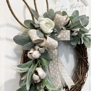 Easter Wreath, Spring Wreath, Bunny ears wreath, Farmhouse wreath, Front Door Wreath, Lambs ear wreath image 4