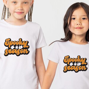Spooky Season TShirt - Retro Halloween Ghost Kids Shirt - Funny Natural Tee Youth Cotton Short Sleeve T-Shirt