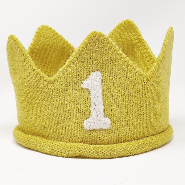 Couronne 1er Anniversaire Bébé Garçon - Couronne Felt Pailletée Or - 7x8cm