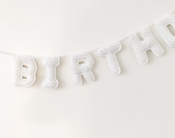 Knit Handmade Crochet Banner Garland | Felt HAPPY BIRTHDAY garland, Party Garland, Baby Birthday Decor, Party Decor, Happy Birthday Banner