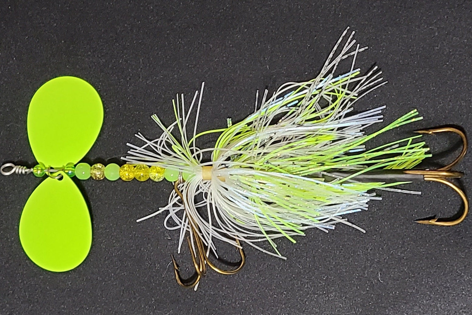 Muskie Bucktail Fishing Lure White & Yellow Chartreuse Crappie