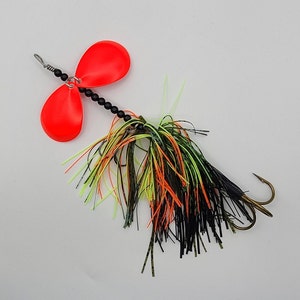 Muskie Bucktail Fishing Lure Double - Orange Perch
