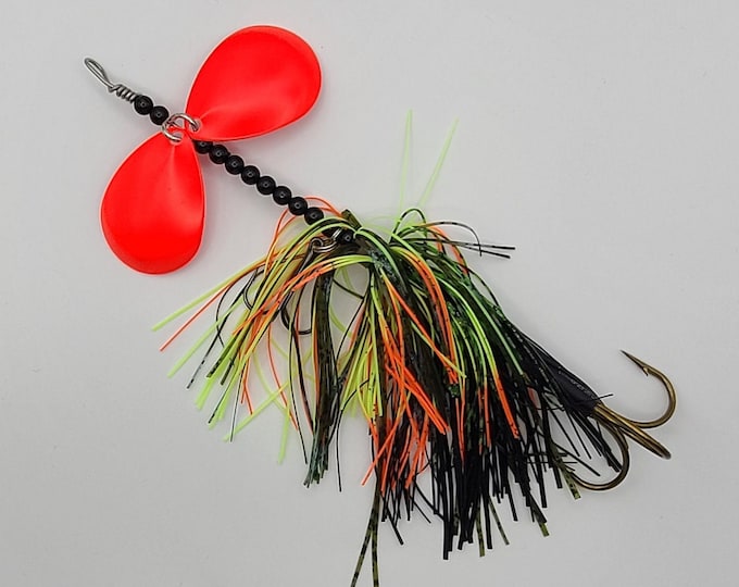 Muskie Bucktail Fishing Lure Double - Orange Perch