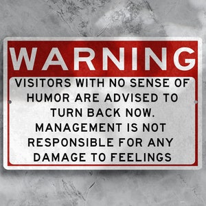 Metal Warning Sign, Not Responsible For Feelings, Sense Of Humor, Do Not Dumb, Funny Sarcastic Sign, Metal Garage Sign, Shop Sign, Dad Gift image 2