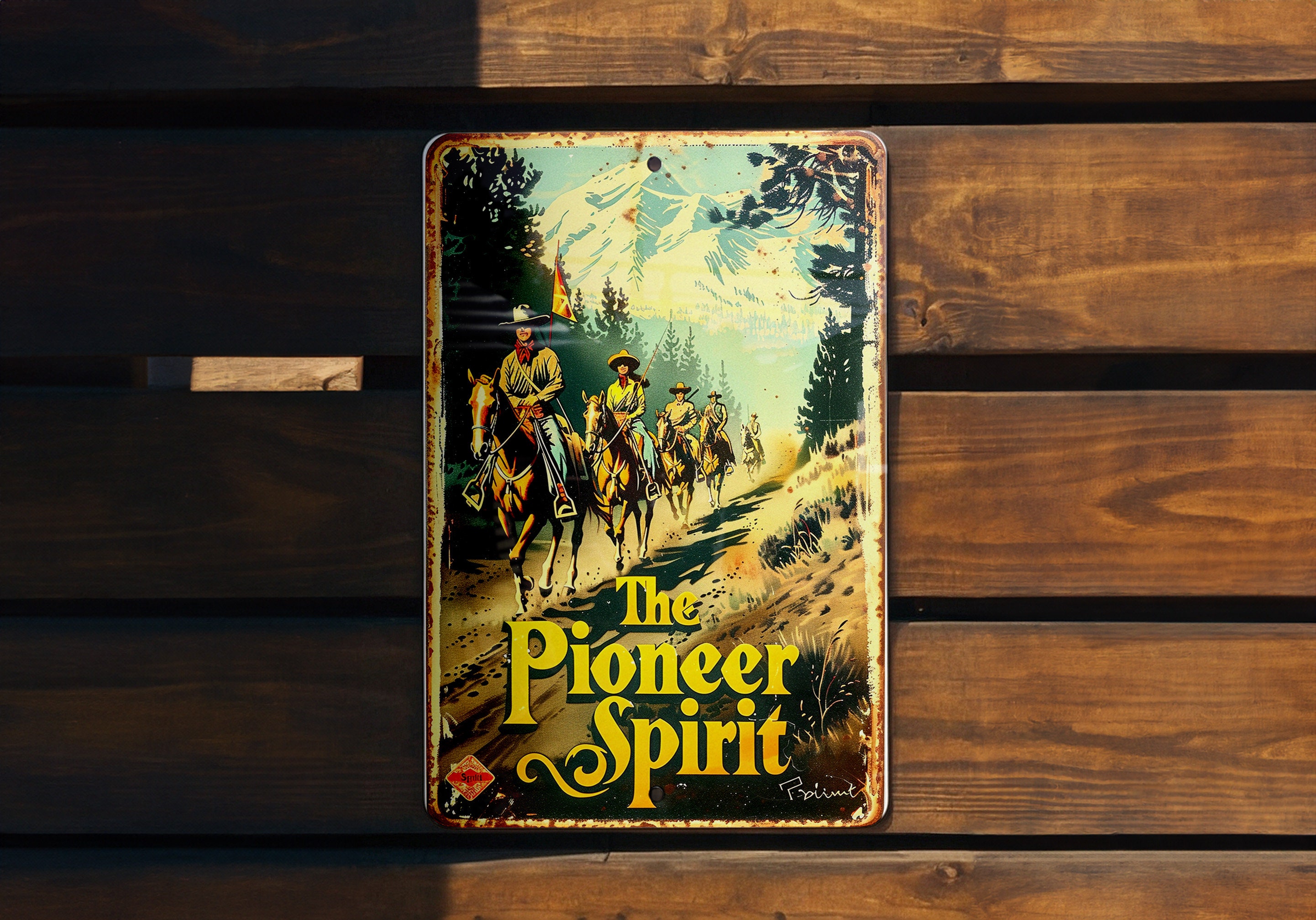 【ホオヅキ】lithograph 直筆サインあり Oregon Trail Sign, Pioneer Spirit Decor, Westward Expansion
