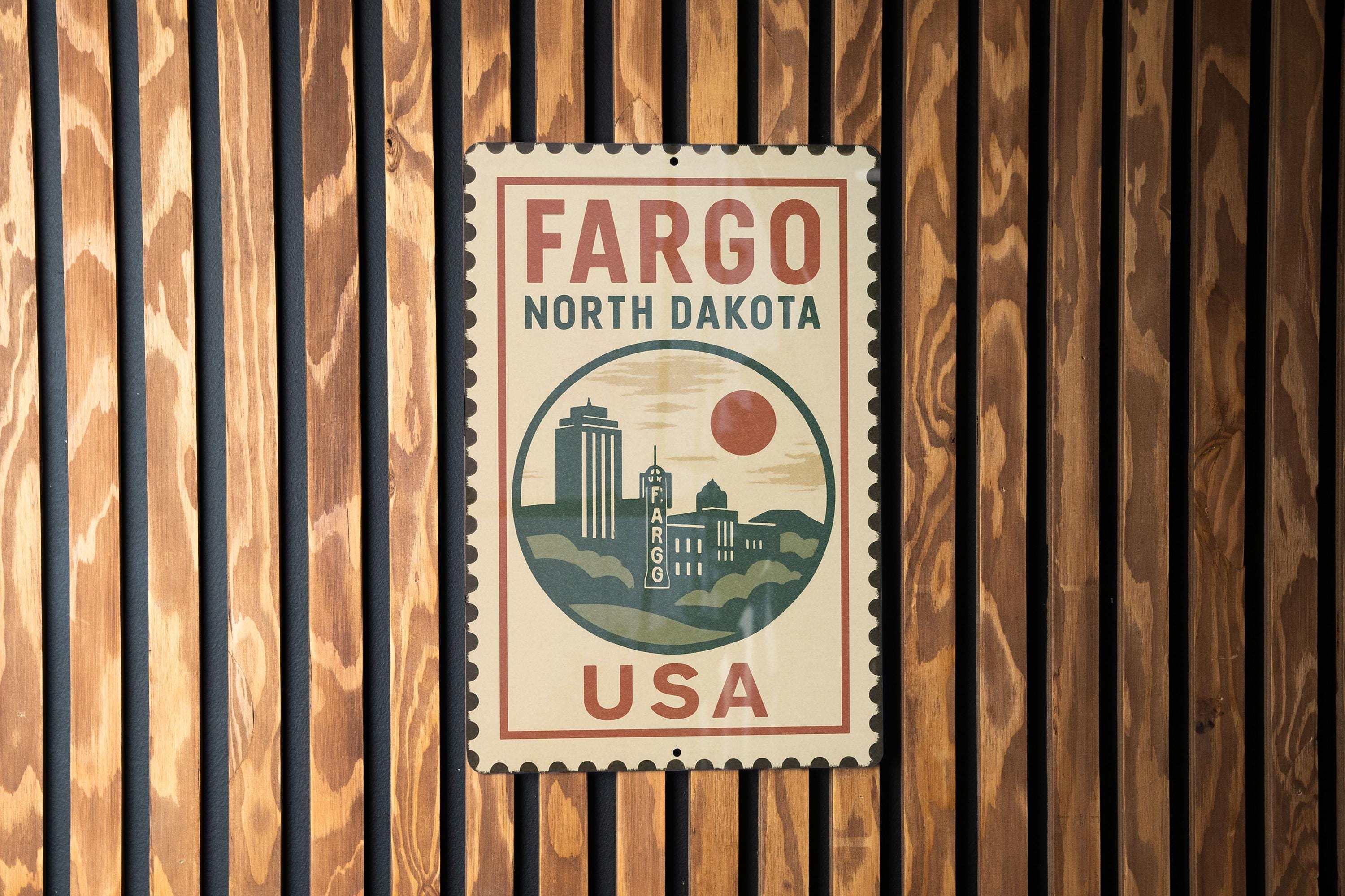 Fargo North Dakota Metal Sign – Vintage Stamp Style Wall Art – Rustic ...