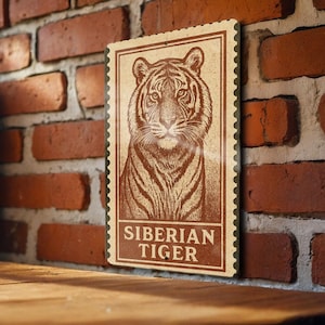 Siberian Tiger Metal Sign Vertical 23 | Vintage Wildlife Wall Art | Rustic Jungle Decor | Stamp Style Animal Print