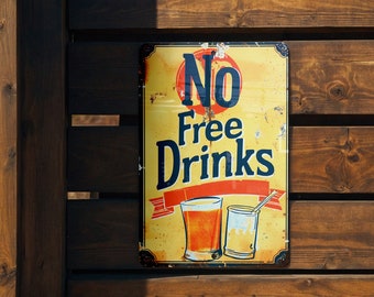 Wandschild 'Men No Shirt Shoes Service Ladies Free Drinks' - 20x30 Cm, Aluminium, Vintage-Look