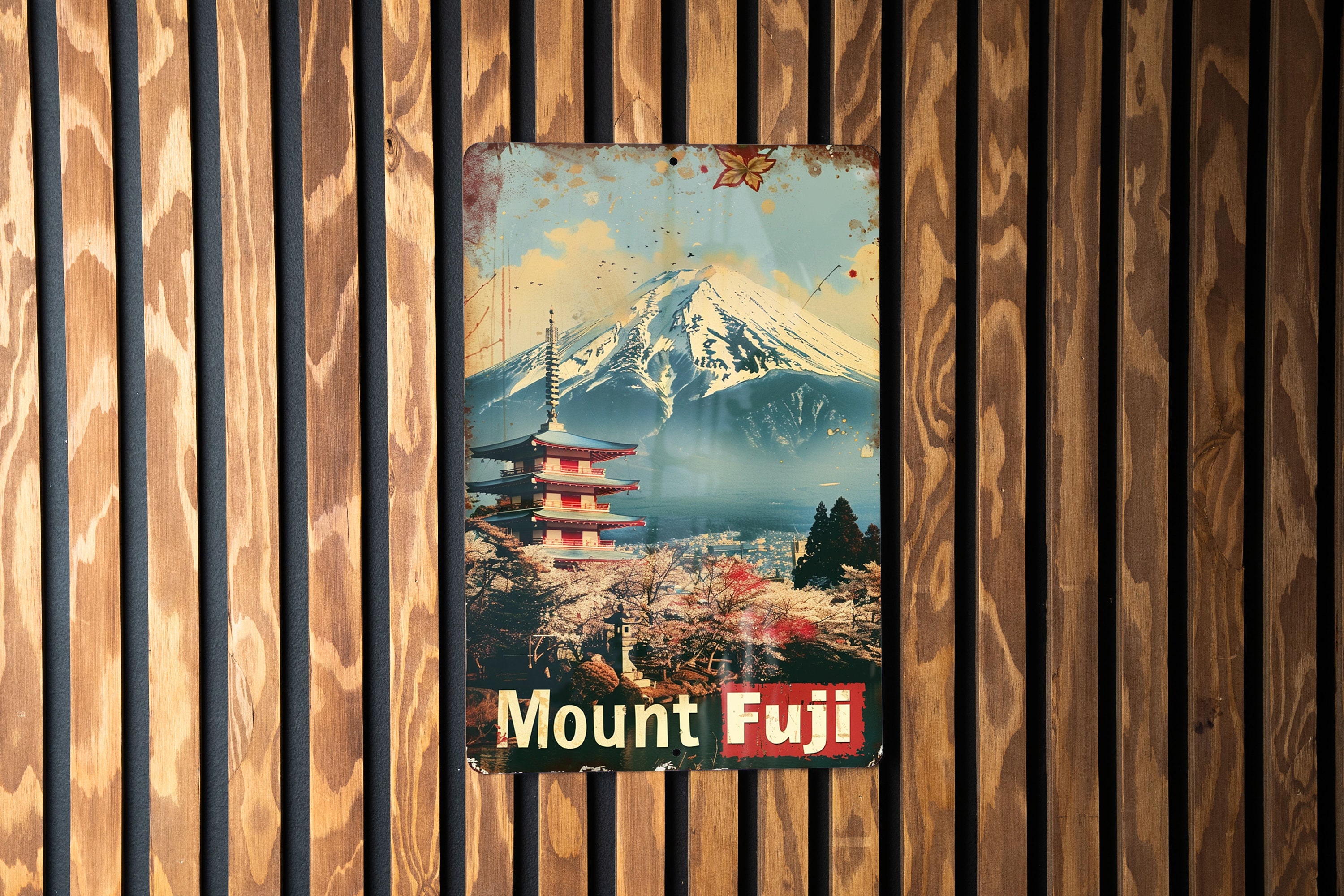 Mount Fuji Metal Sign - Japan Vintage, Travel Wall Decor