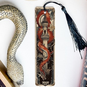 Dragon Tower Metal Bookmark, Fantasy Book Lover, Unique Reading Gift, Mythical Creature Decor, Artistic Page Marker