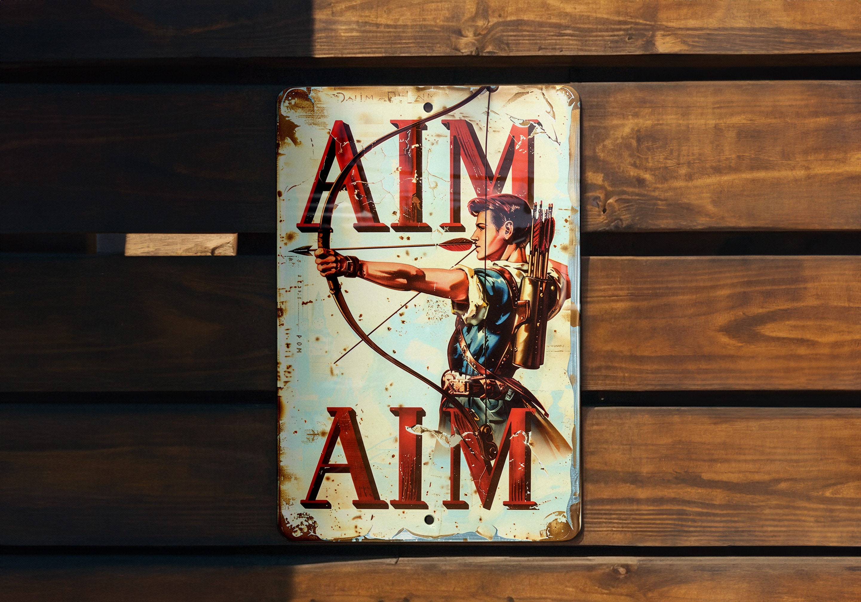 Vintage Archery AIM Sign, Funny Metal Decor, Retro Wall Art, Archer ...
