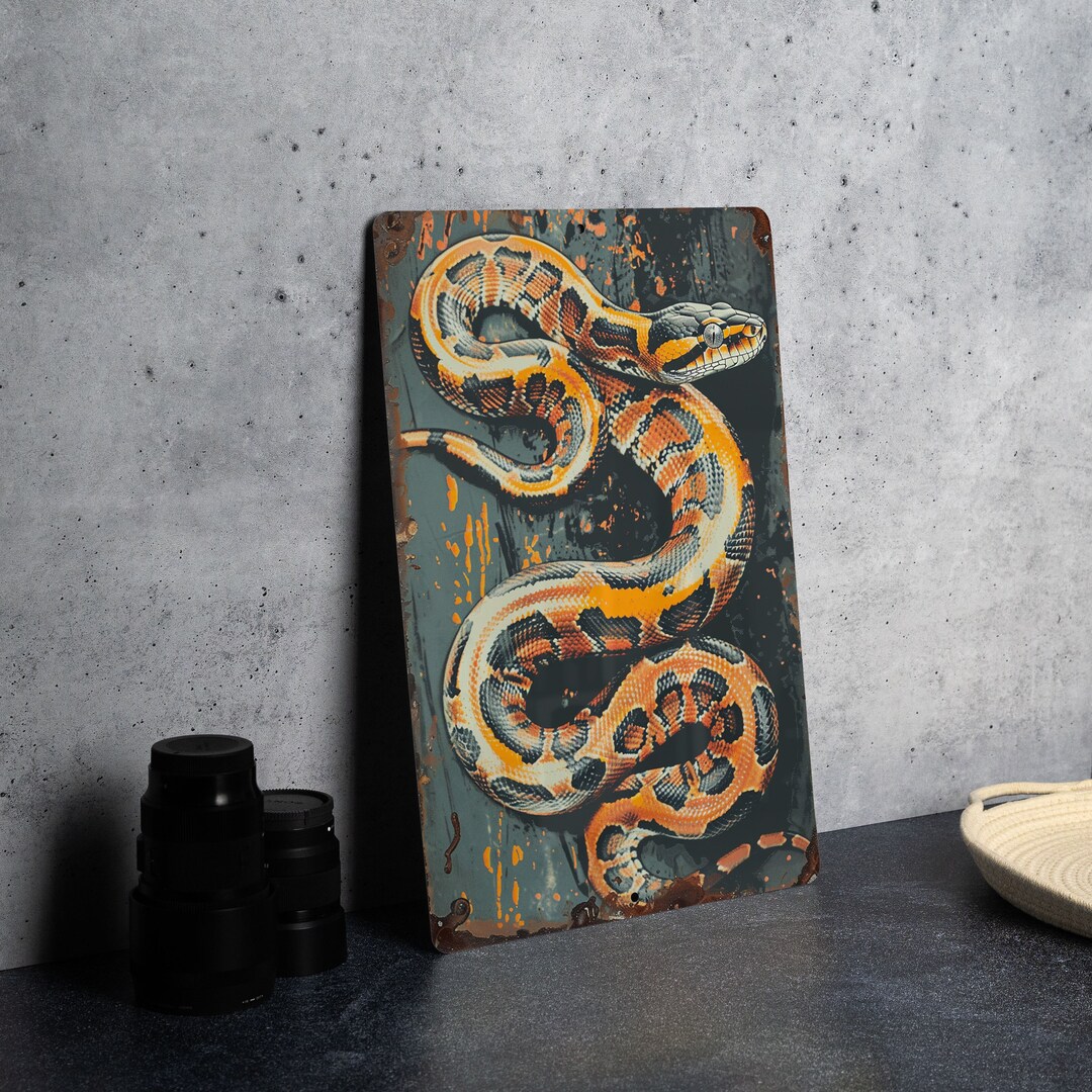 Vintage Style Ball Python Metal Sign, Aluminum Sign, Wall Decor, Snake ...