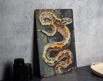 Vintage Style Ball Python Metal Sign, Aluminum Sign, Wall Decor, Snake Art, Reptile Lover Gift