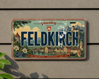 Feldkirch Austria Retro Style License Plate Souvenir Car Tag Feldkirch City Sign Auto Decor Gift