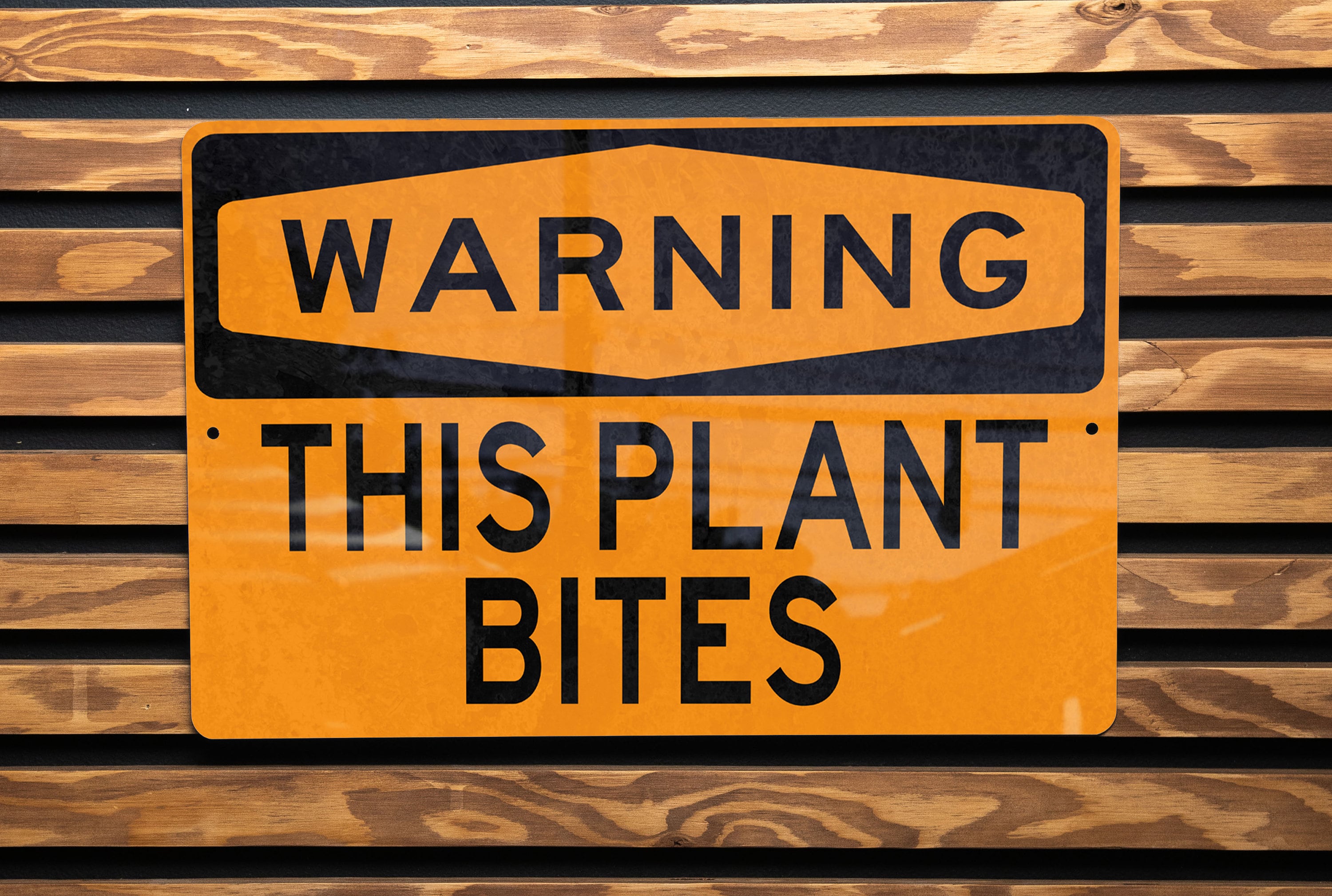 Warning Plant Bites Metal Sign - Garden Decor, Outdoor Warning