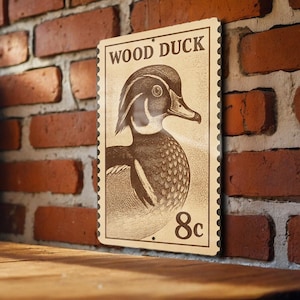 Wood Duck Metal Sign | Rustic Stamp Style Art for Cabin, Lodge, Lake House Decor | Vintage Wildlife Wall Sign