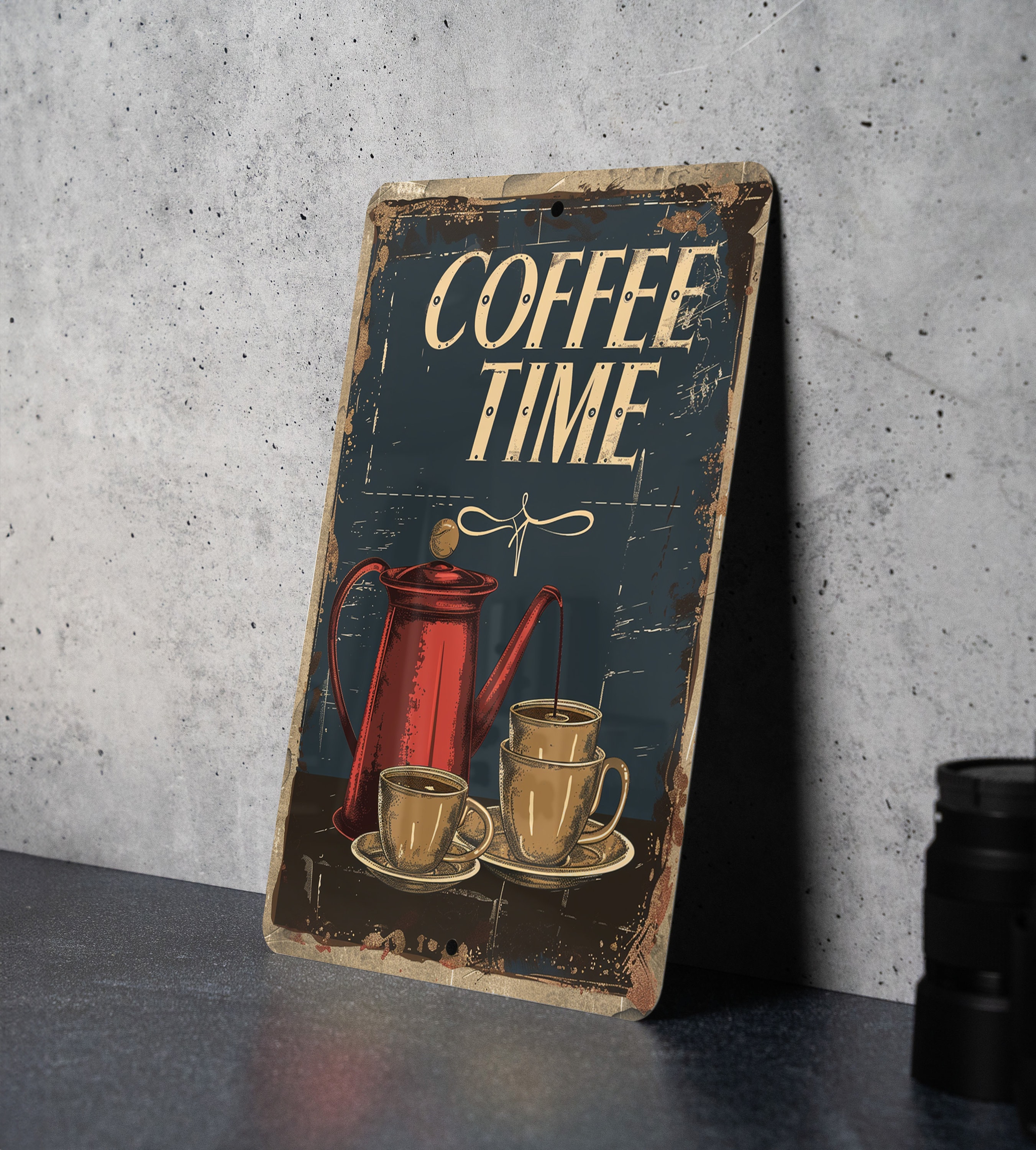 Rustic Coffee Time Sign, Metal Wall Decor, Kitchen Art, Vintage Home ...
