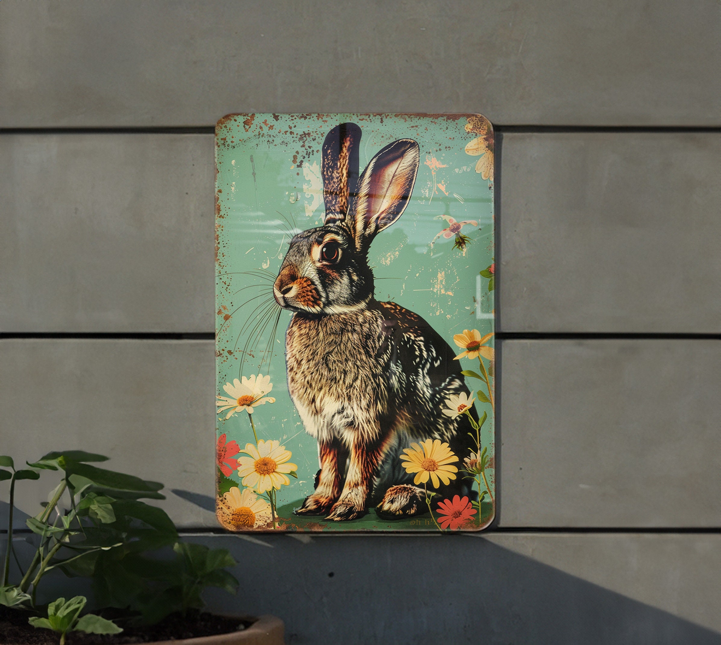 Vintage Flemish Giant Rabbit Metal Sign, Aluminum Decor, Retro Rabbit ...