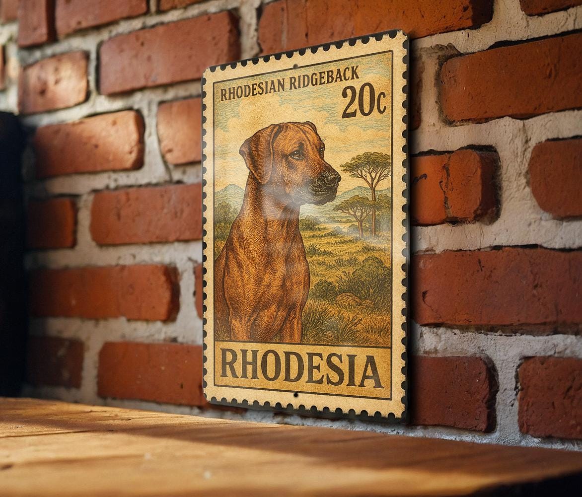 Rhodesian Ridgeback Sign Rhodesian Ridgeback Vintage Stamp Style Metal Sign, Ridgeback Dog Wall ...