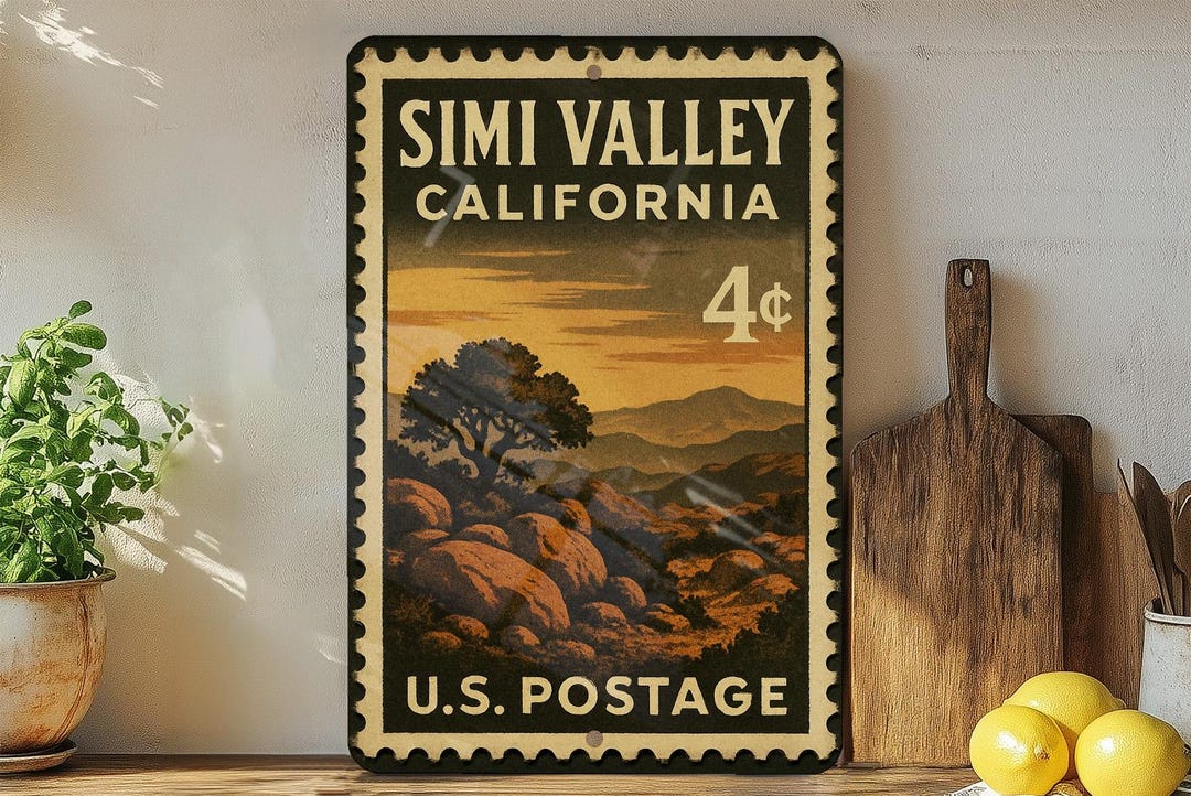 Simi Valley California Postage Stamp Metal Sign – Vintage Travel ...