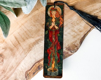 Brigid Celtic Goddess, Healing Flame Bookmark, Sacred Well Design, Metal Bookmark, Spiritual Gift