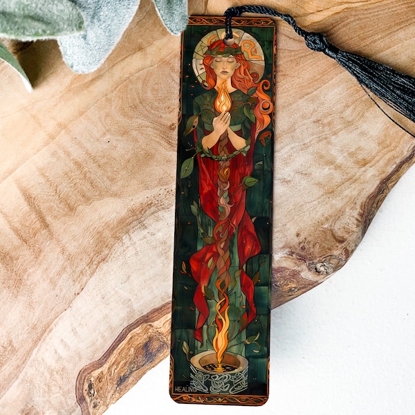 Brigid Celtic Goddess, Healing Flame Bookmark, Sacred Well Design, Metal Bookmark, Spiritual Gift