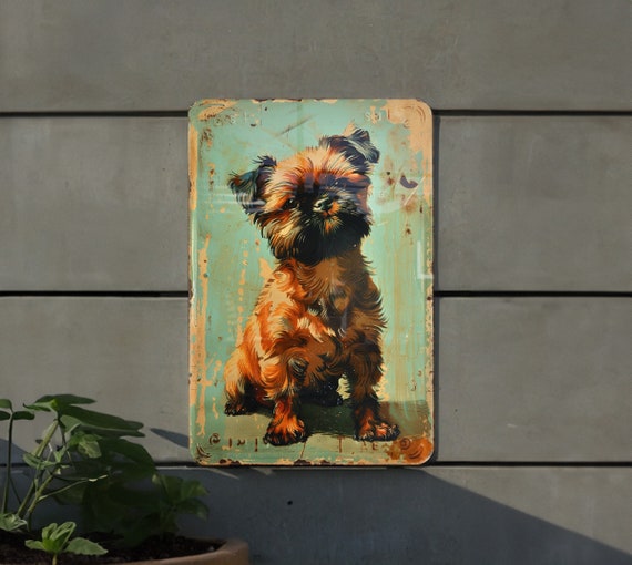 Brussels Griffon Vintage Sign, Metal Wall Decor, Retro Dog Art