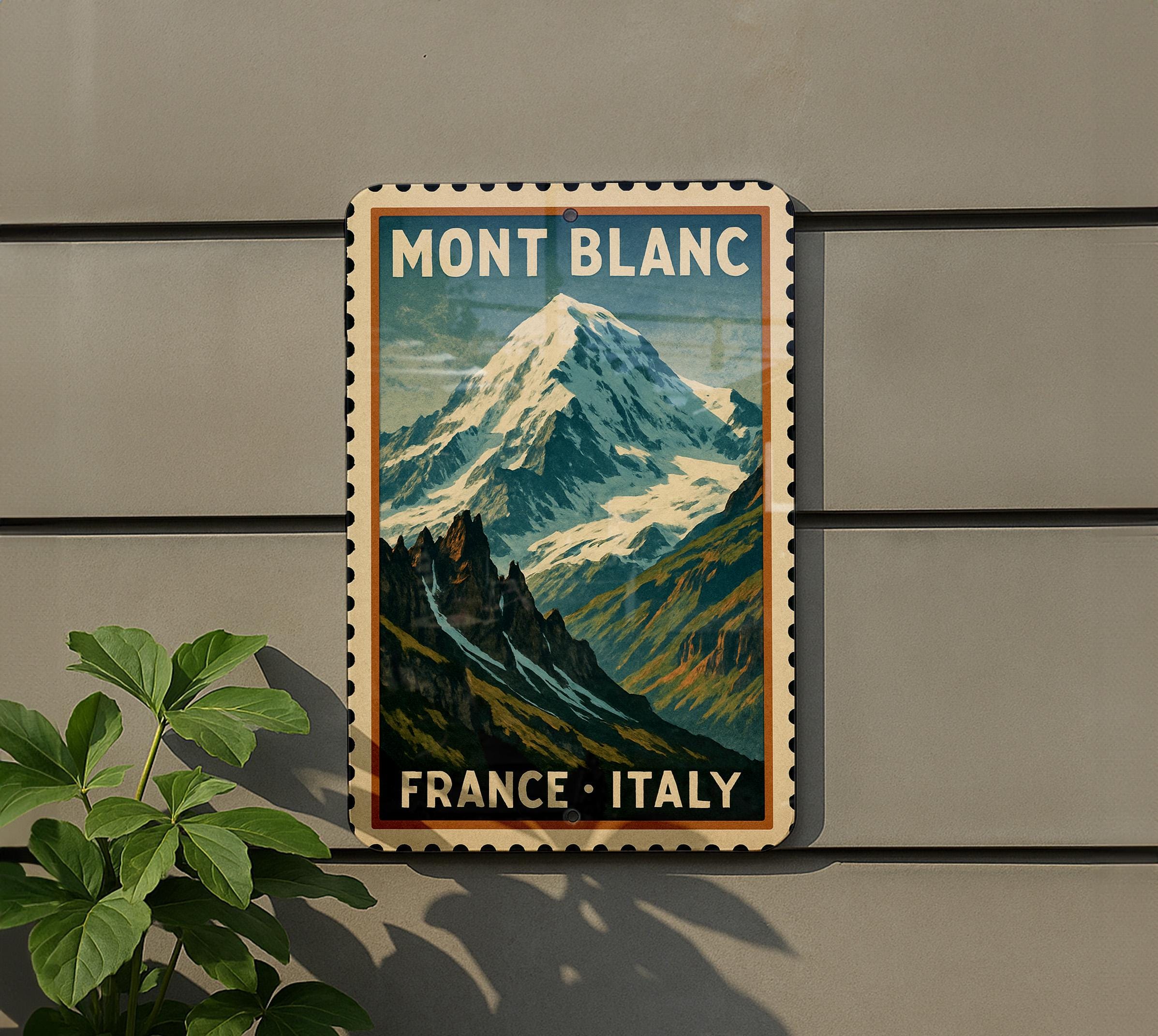 Mont Blanc France Italy Travel Poster Metal Sign – Vintage Stamp