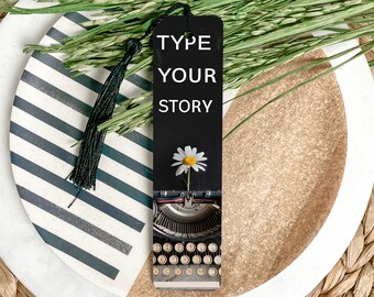 Vintage Typewriter Bookmark, Daisy Design, Metal Bookmark, Type Your Story, Unique Reading Accessory
