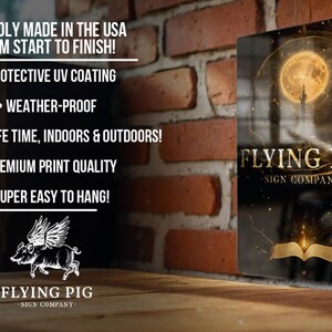 a poster on a brick wall that says flying pig