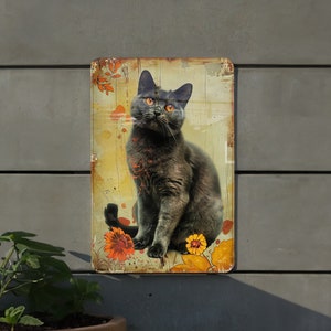 Chartreux Cat Metal Sign, Vintage Style Decor, Cat Lover Gift, Home Decoration, Wall Art