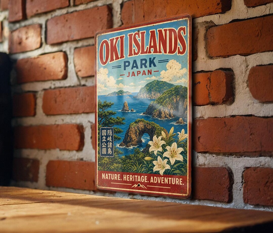 Oki Islands Park Japan Vintage Style Metal Sign, Oki Islands National ...