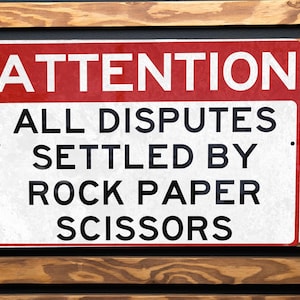 Rock Paper Scissors Metal Sign - Perfect Game Room Decor, Wall Art, Home Gift, Fun Signs, Unique Present