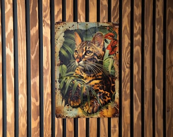 Bengal Cat Metal Sign, Vintage Style Decor, Wall Art, Home Decoration, Unique Gift Idea