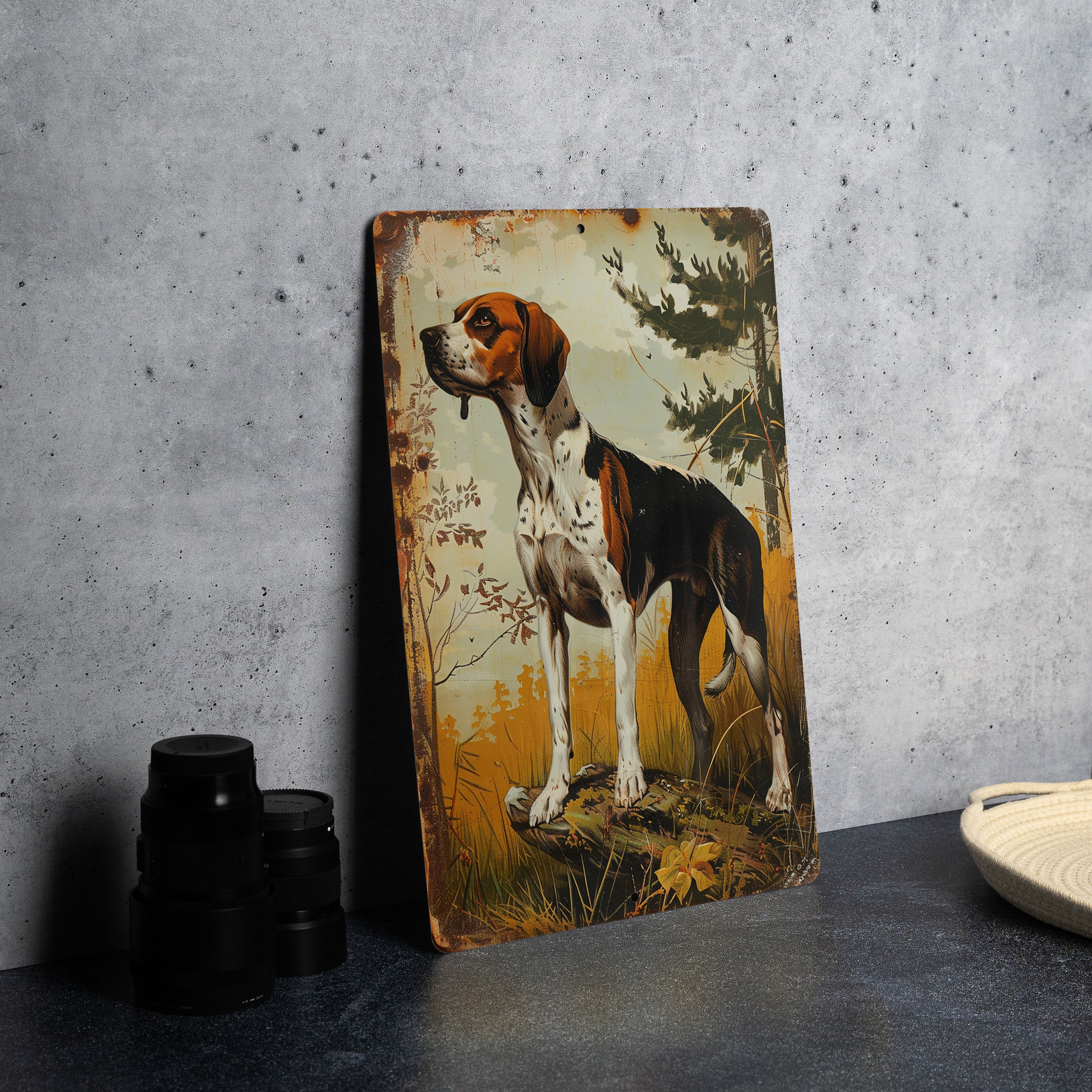 Treeing Walker Coonhound Vintage Aluminum Sign, Metal Wall Art