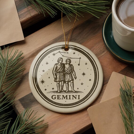 Gemini Landmark Ceramic Ornament – Celestial Zodiac Frame With