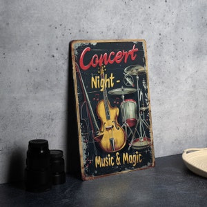 Concert Night Vintage Metal Sign Music Notes, Magic Style, Aluminum ...