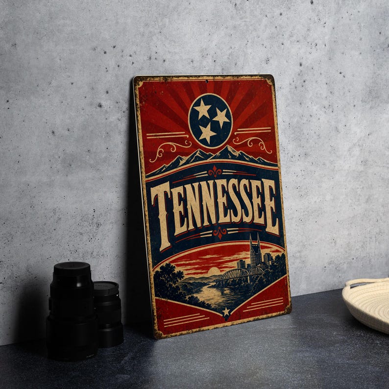 Rustic Tennessee. Sign Tennessee Vintage Flag Metal Sign, Tennessee State Pride Wall Decor ...